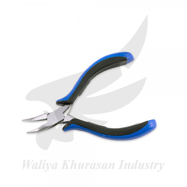 BLACK AND BLUE ERGONOMIC BENT CHAIN NOSE PLIERS 115MM