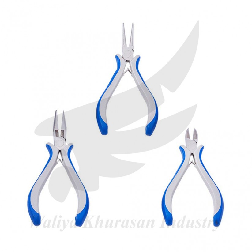 8Pcs/Set Mini Carbon Steel Jewelry Pliers Cutters Blue Handle Beading Hand Tools 