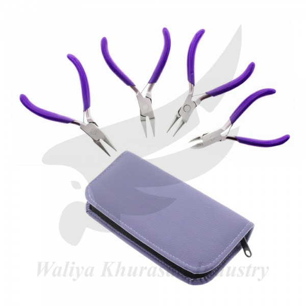 4 PCS SET OF MINI CRAFT PLIERS WITH LEAF SPRING
