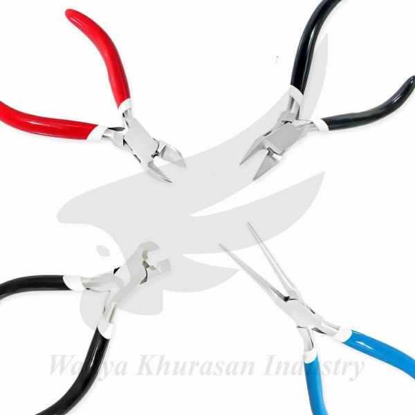 SET OF 4 DIAGONAL FLUSH CUTTER END CUTTER SLIMLINE CUTTER AND LONG CHAIN NOSE PLIERS JEWELLERY MAKING TOOLS