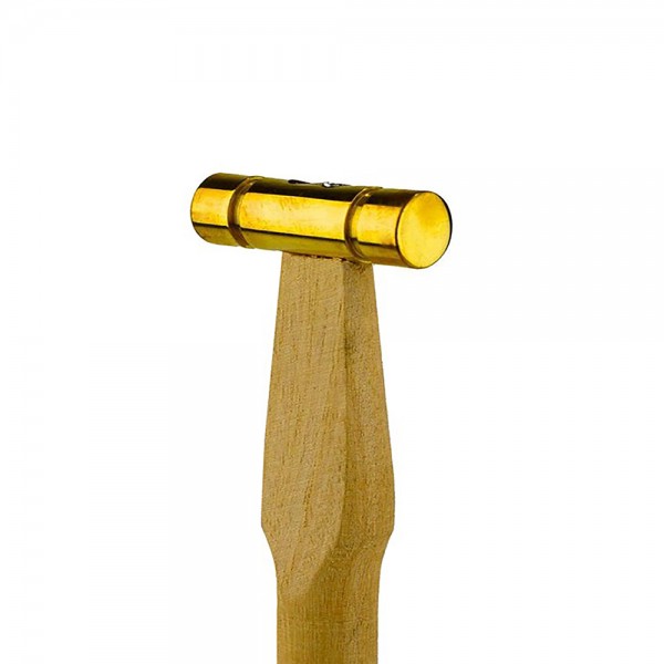 9 INCHES 2 OZ BRASS HAMMER WITH FLAT HEAD AND WOODEN HANDLE