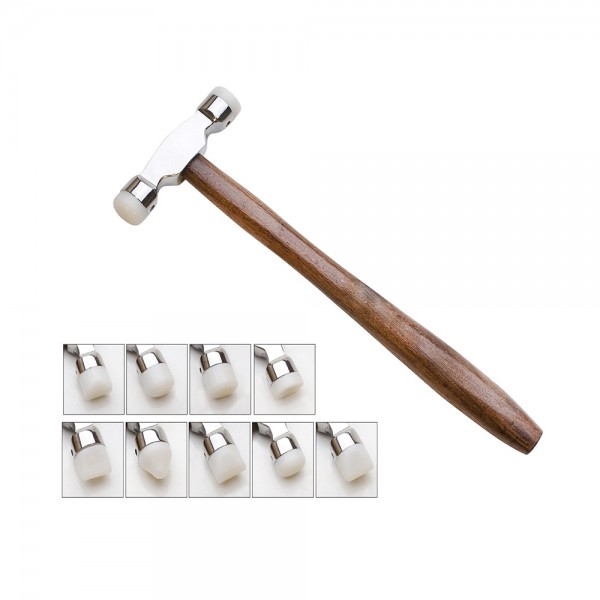 9-1/2 INCHES NYLON TIPPED FORMING HAMMER WITH 9 INTERCHANGEABLE FACES