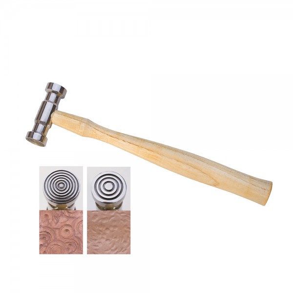 DOUBLE SIDED TEXTURING HAMMER WITH NARROW BULLSEYE AND WIDE BULLSEYE