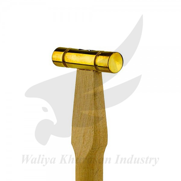 9 INCHES 2 OZ BRASS HAMMER WITH FLAT HEAD AND WOODEN HANDLE