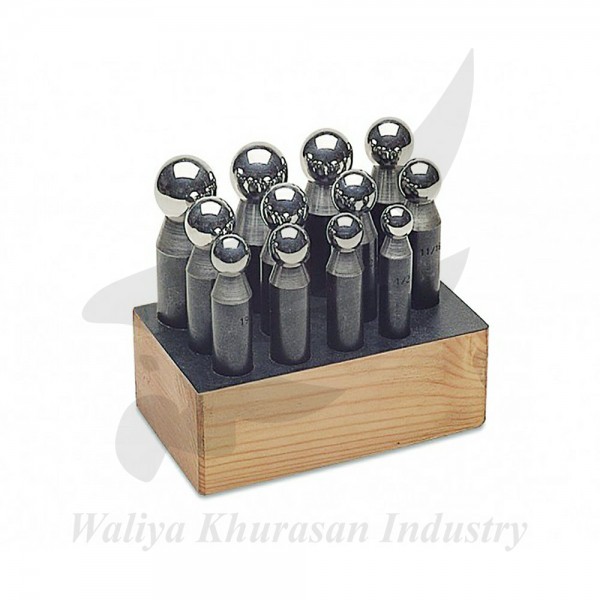 12 PIECE DAPPING PUNCH SET WITH WOODEN STAND