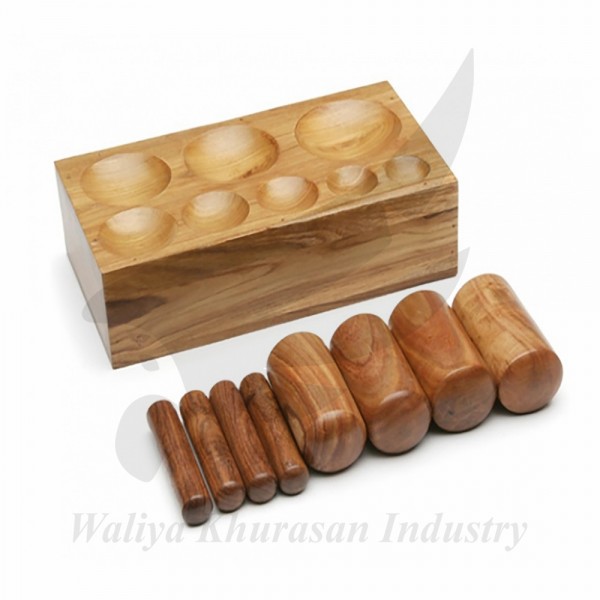 JTS Pear-Shape Wooden Dapping Block For Jewelry Making - 7 Forming Sizes (Made In India)
