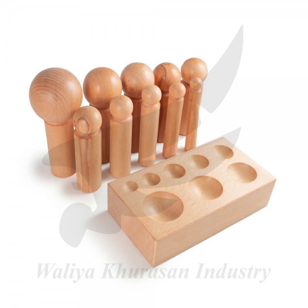 WOOD DAPPING SET - 10 PIECES AND DAPPING BLOCK