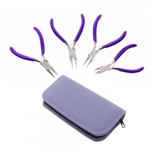 4 PCS SET OF MINI CRAFT PLIERS WITH LEAF SPRING