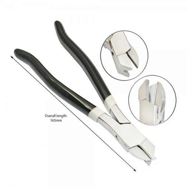 SET OF 5 PCS FLAT HALF ROUND - BOW CLOSING - PRONG OPENING - TUBE HOLDING NYLON JAW AND TUBE HOLDING CUTTING PLIERS