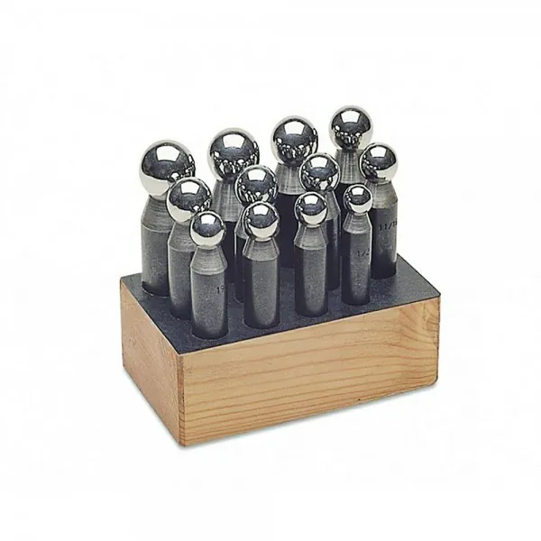12 PIECE DAPPING PUNCH SET WITH WOODEN STAND