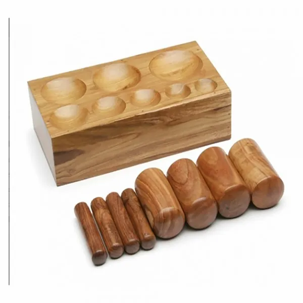 WOODEN DAPPING PUNCH SET OF 8 PCS WITH WOODEN DAPPING BLOCK